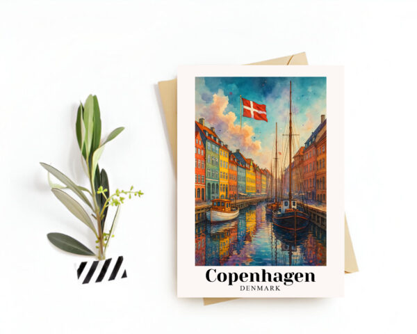Copenhagen, Denmark Travel Card, HD Wall Art – Iconic Skyline Print, Digital Download – The Perfect Travel Souvenir or Gift for Travelers