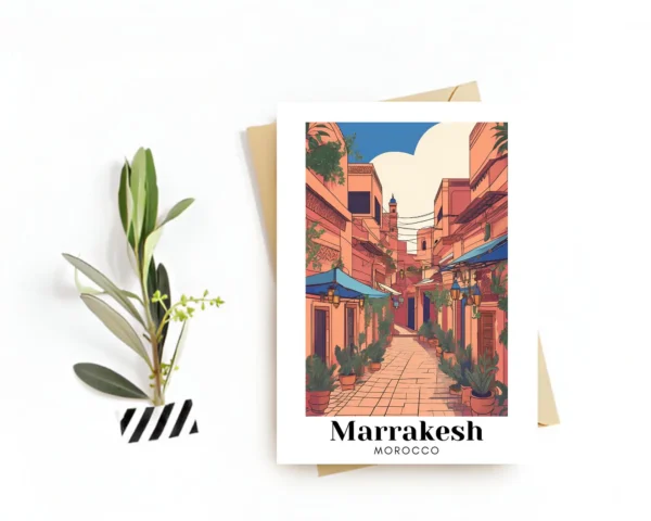 Marrakesh, Morocco Travel Postcard, The Kasbah Mosque Pint, Digital Download, the perfect travel souvenir or thoughtful gift for travelers