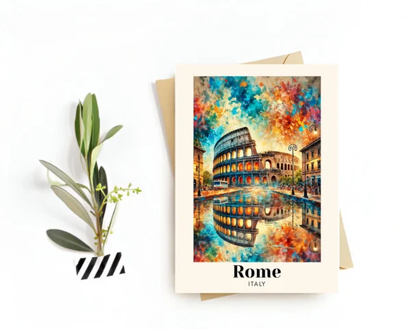 Digital Print Rome, Italy Travel Card, HD Wall Art – Colosseum Print – The Perfect Travel Souvenir or Gift for Travelers