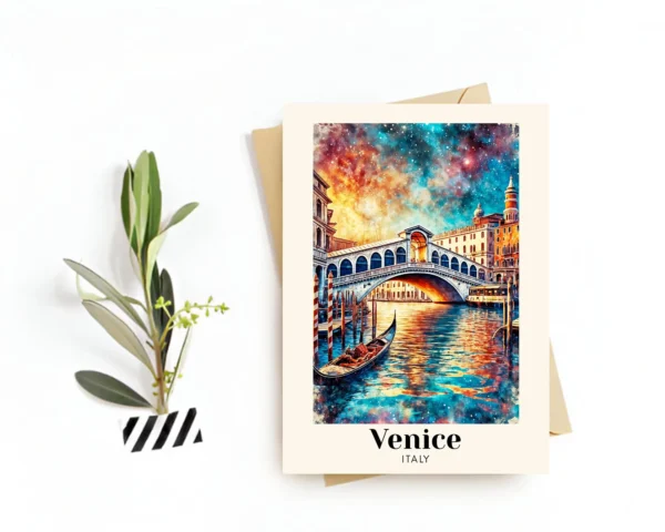 Venice, Italy Travel Card, HD Wall Art – Rialto Bridge Print, Digital Download – The Perfect Travel Souvenir or Gift for Travelers