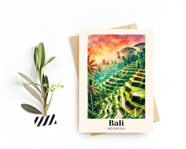 Bali, Indonesia Travel Card, HD Wall Art –Tegalalang Rice Terraces Print, Digital Download–The Perfect Travel Souvenir or Gift for Travelers