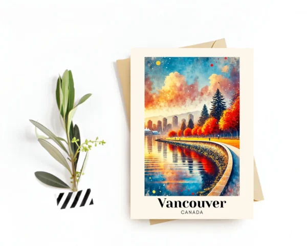 Vancouver, Canada Travel Card, HD Wall Art – Stanley Park Print, The Perfect Travel Souvenir or Gift for Travelers