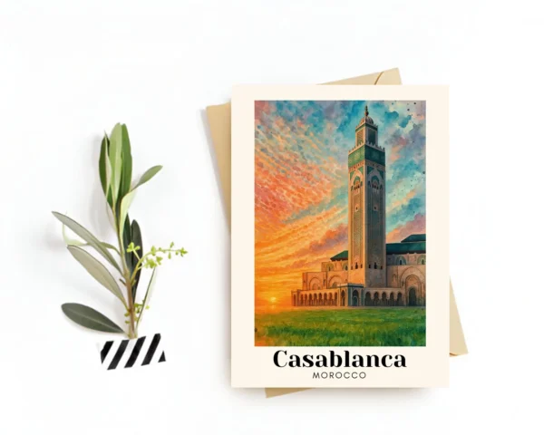 Casablanca, Morocco Travel Postcard – Greeting Card – Art Deco & Modernist Architecture, Digital Download – Souvenir or Gift for Travelers
