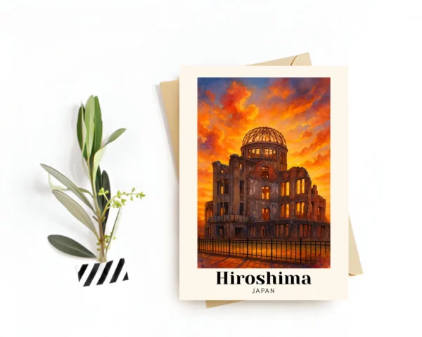 Hiroshima, Japan Travel Postcard – Greeting Card – Peace Memorial, Historic & Cityscape, Digital Download – Souvenir or Gift for Travelers