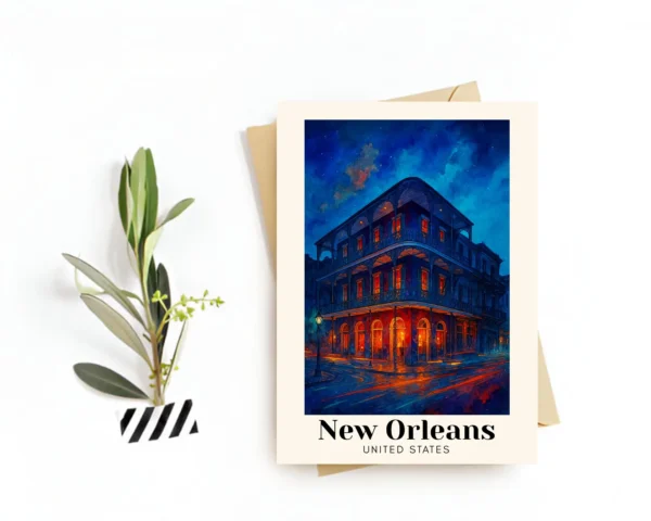 New Orleans Travel Postcard – USA Greeting Card – French Quarter & Street Art , Digital Download – Perfect Souvenir or Gift for Travelers