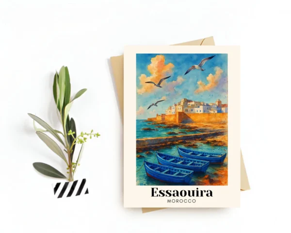 Essaouira, Morocco Travel Postcard – Greeting Card – Medina & Coastal Architecture, Digital Download – Souvenir or Gift for Travelers