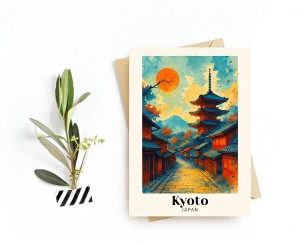 Kyoto, Japan Travel Postcard – Greeting Card – Temples, Gardens & Traditional Streets, Digital Download – Souvenir or Gift for Travelers